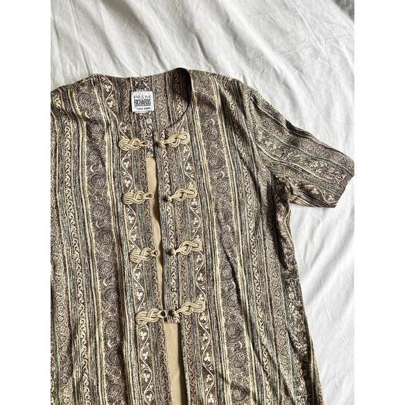Vintage R&M Richards Karen Kwong Embroidered Hook Closure Shacket Tunic Women 12 - Picture 2 of 10